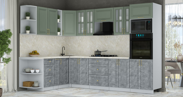 Изображение товара Кухонный гарнитур Интерлиния Мила Шато 1.88x3.0 ВТ LV (мята/керамика/опал светлый)