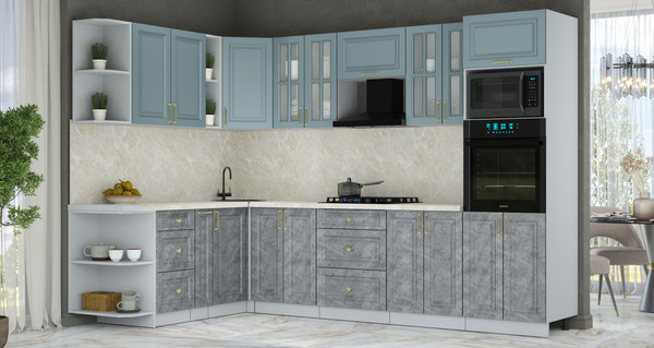 Изображение товара Кухонный гарнитур Интерлиния Мила Шато 1.88x3.0 ВТ LV (океан/керамика/опал светлый)