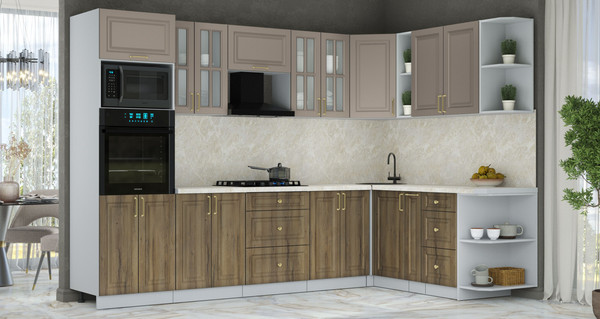 Изображение товара Кухонный гарнитур Интерлиния Мила Шато 1.88x3.0 ВТ PR (луна/дуб вотан/опал светлый)