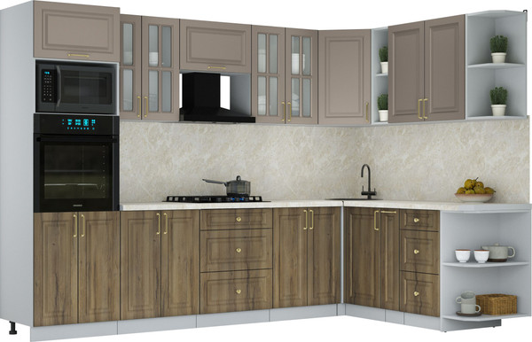 Изображение товара Кухонный гарнитур Интерлиния Мила Шато 1.88x3.0 ВТ PR (луна/дуб вотан/опал светлый)