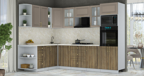 Изображение товара Кухонный гарнитур Интерлиния Мила Шато 1.88x2.8 ВТ LV (луна/дуб вотан/опал светлый)