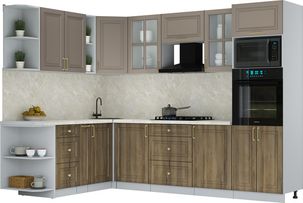 Изображение товара Кухонный гарнитур Интерлиния Мила Шато 1.88x2.8 ВТ LV (луна/дуб вотан/опал светлый)