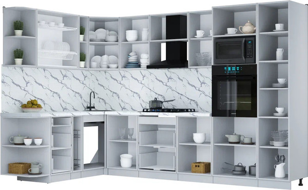 Изображение товара Кухонный гарнитур Интерлиния Мила Шато 1.88x3.2 ВТ LV (белый/керамика/опал светлый)