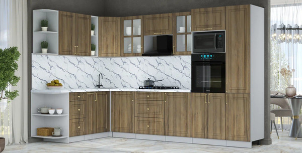 Изображение товара Кухонный гарнитур Интерлиния Мила Шато 1.88x3.2 ВТ LV (дуб вотан/дуб вотан/белый гранит)