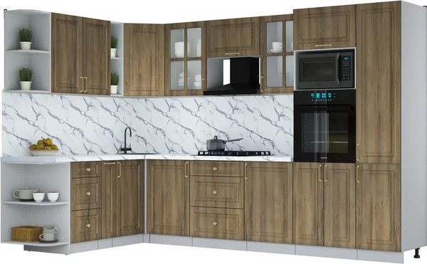 Изображение товара Кухонный гарнитур Интерлиния Мила Шато 1.88x3.2 ВТ LV (дуб вотан/дуб вотан/белый гранит)