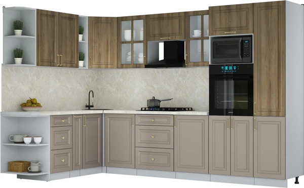 Изображение товара Кухонный гарнитур Интерлиния Мила Шато 1.88x3.2 ВТ LV (дуб вотан/луна/опал светлый)