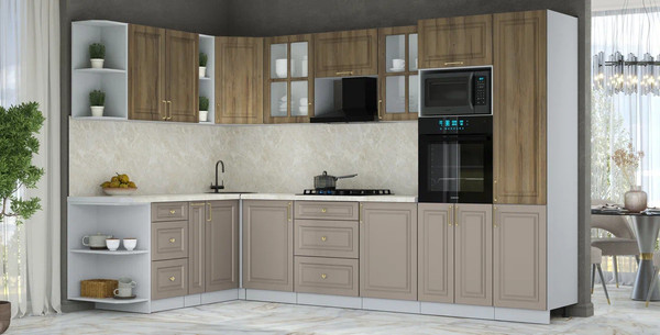 Изображение товара Кухонный гарнитур Интерлиния Мила Шато 1.88x3.2 ВТ LV (дуб вотан/луна/опал светлый)