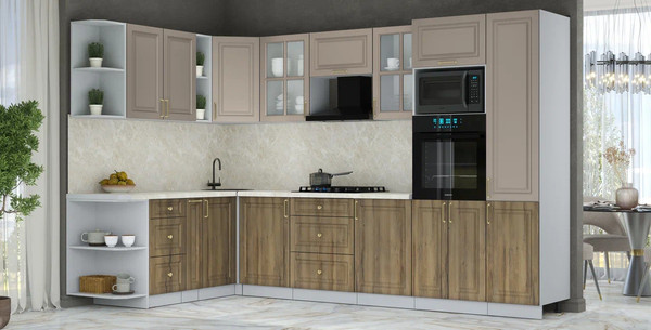 Изображение товара Кухонный гарнитур Интерлиния Мила Шато 1.88x3.2 ВТ LV (луна/дуб вотан/опал светлый)