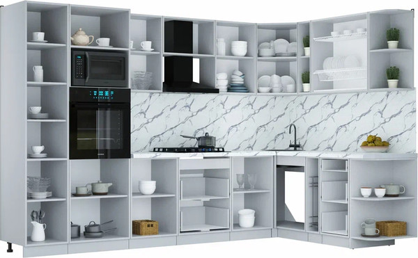 Изображение товара Кухонный гарнитур Интерлиния Мила Шато 1.88x3.2 ВТ PR (керамика/керамика/опал светлый)