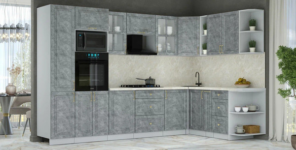 Изображение товара Кухонный гарнитур Интерлиния Мила Шато 1.88x3.2 ВТ PR (керамика/керамика/опал светлый)