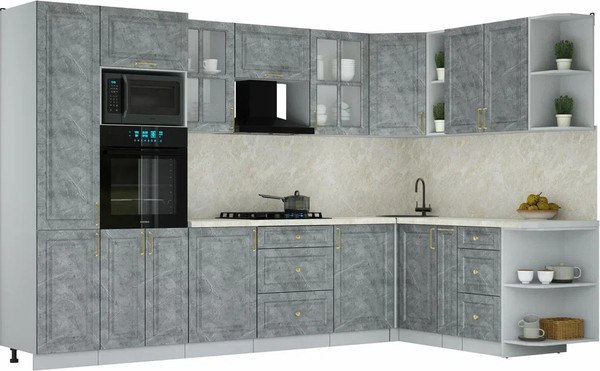 Изображение товара Кухонный гарнитур Интерлиния Мила Шато 1.88x3.2 ВТ PR (керамика/керамика/опал светлый)