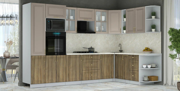 Изображение товара Кухонный гарнитур Интерлиния Мила Шато 1.88x3.2 ВТ PR (луна/дуб вотан/опал светлый)