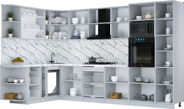 Изображение товара Кухонный гарнитур Интерлиния Мила Шато 1.88x3.4 ВТ LV (белый/керамика/опал светлый)