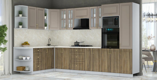 Изображение товара Кухонный гарнитур Интерлиния Мила Шато 1.88x3.4 ВТ LV (луна/дуб вотан/опал светлый)