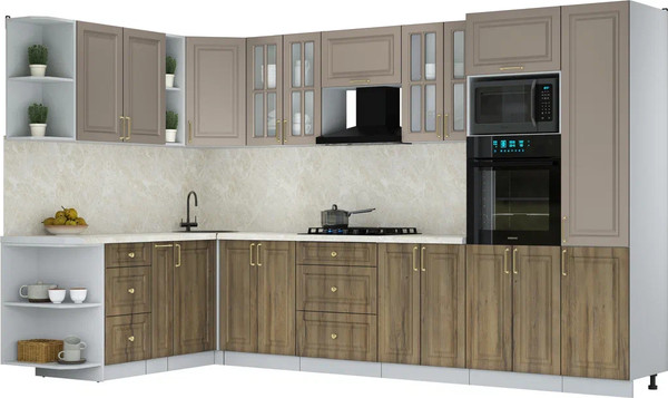 Изображение товара Кухонный гарнитур Интерлиния Мила Шато 1.88x3.4 ВТ LV (луна/дуб вотан/опал светлый)