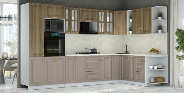 Изображение товара Кухонный гарнитур Интерлиния Мила Шато 1.88x3.4 ВТ PR (дуб вотан/луна/опал светлый)