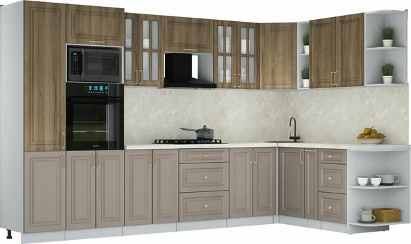 Изображение товара Кухонный гарнитур Интерлиния Мила Шато 1.88x3.4 ВТ PR (дуб вотан/луна/опал светлый)