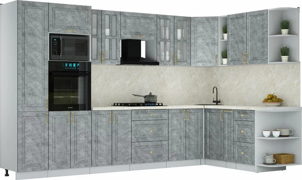 Изображение товара Кухонный гарнитур Интерлиния Мила Шато 1.88x3.4 ВТ PR (керамика/керамика/опал светлый)