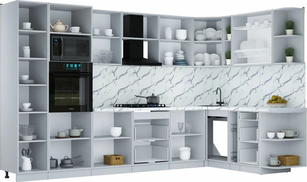 Изображение товара Кухонный гарнитур Интерлиния Мила Шато 1.88x3.4 ВТ PR (луна/дуб вотан/опал светлый)