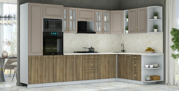 Изображение товара Кухонный гарнитур Интерлиния Мила Шато 1.88x3.4 ВТ PR (луна/дуб вотан/опал светлый)