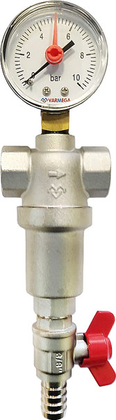 Изображение товара Магистральный фильтр Varmega Самоочищающийся 100мкм 1/2" / VM21701 (с манометром)