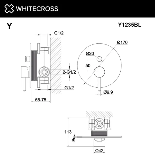 Изображение товара Смеситель Whitecross Y Y1235NIB (брашированный никель)