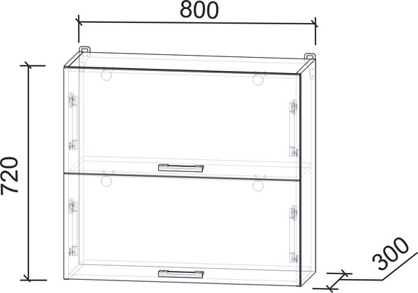 Изображение товара Шкаф навесной для кухни Интерлиния Компо ВШ80-720-2дг (дуб серый)