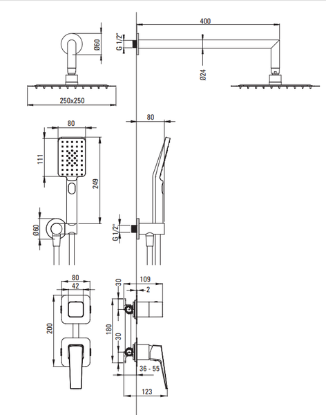 Изображение товара Душевая система со смесителем Deante Blur NQL 09YK