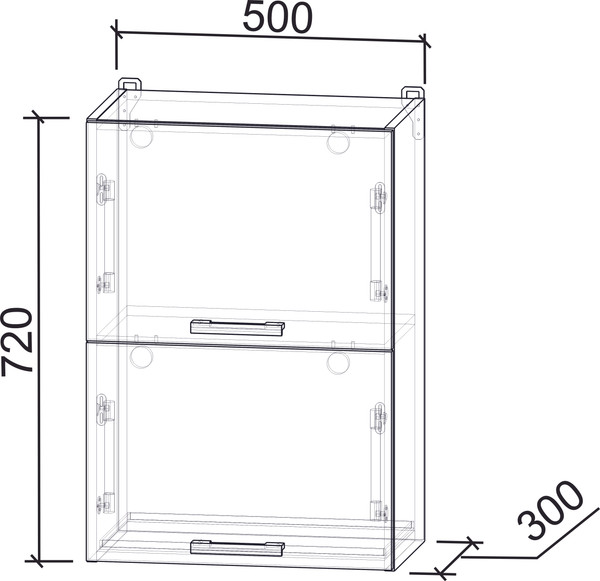 Изображение товара Шкаф навесной для кухни Интерлиния Компо ВШС50-720-2дг (дуб белый)