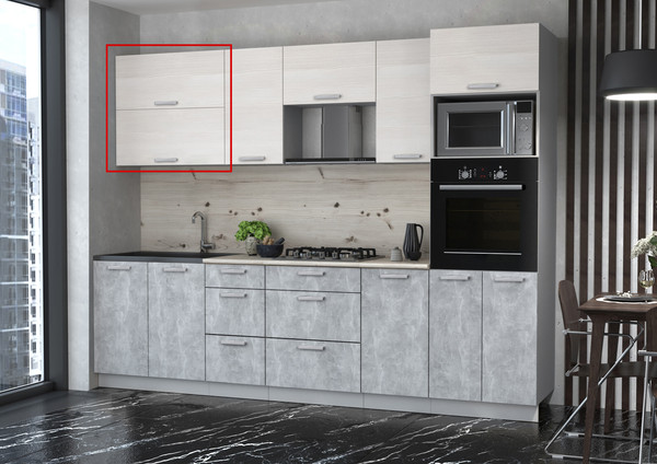 Изображение товара Шкаф навесной для кухни Интерлиния Компо ВШС80-720-2дг (бетон лайт)