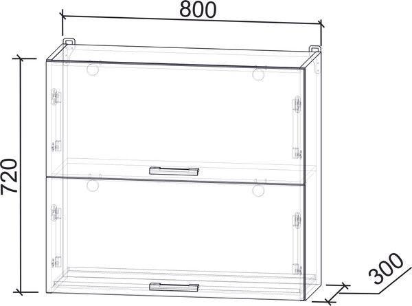 Изображение товара Шкаф навесной для кухни Интерлиния Компо ВШС80-720-2дг (бетон портленд)