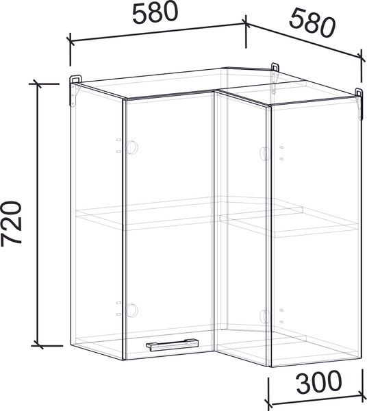 Изображение товара Шкаф навесной для кухни Интерлиния Компо ВШУП-720 (дуб серый)