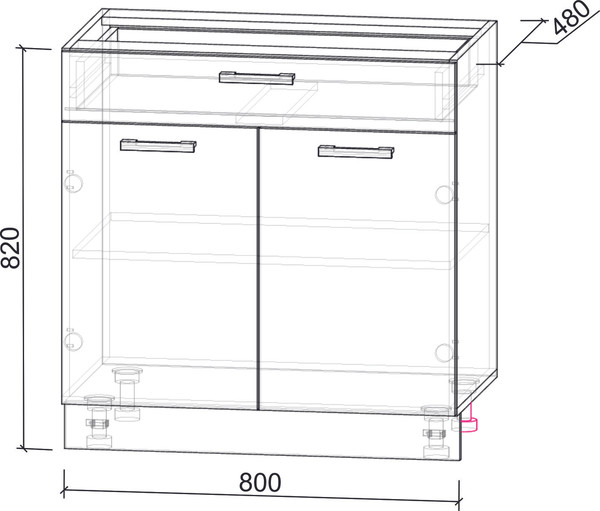 Изображение товара Шкаф-стол кухонный Интерлиния Компо НШ80рш1 (дуб венге)