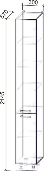 Изображение товара Шкаф-пенал кухонный Интерлиния Компо НШП-№1-2145 (дуб веллингтон/дуб веллингтон)