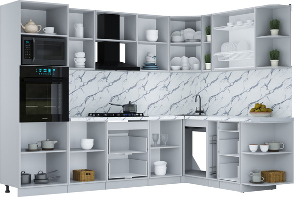 Изображение товара Кухонный гарнитур Интерлиния Мила Шато 1.88x2.8 ВТ PR (индиго/черный/белый гранит)