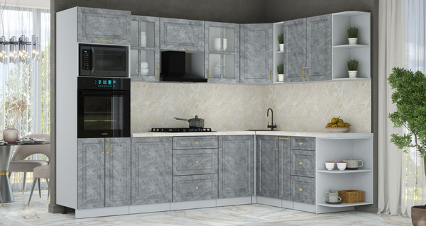 Изображение товара Кухонный гарнитур Интерлиния Мила Шато 1.88x2.8 ВТ PR (керамика/керамика/опал светлый)