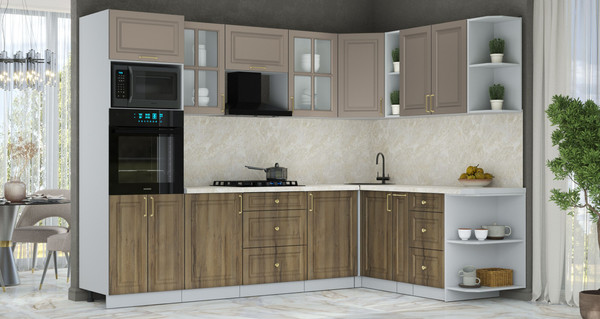 Изображение товара Кухонный гарнитур Интерлиния Мила Шато 1.88x2.8 ВТ PR (луна/дуб вотан/опал светлый)