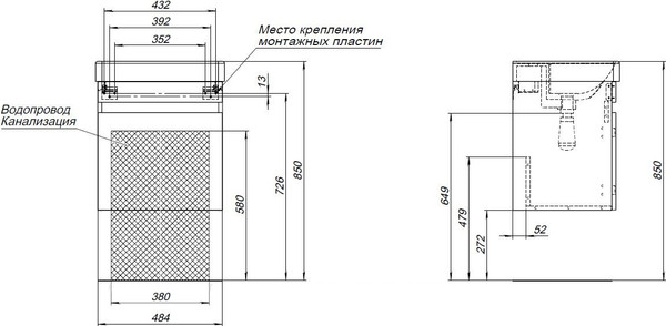 Изображение товара Тумба под умывальник Aquanet Оптима 50 / 344790 (дуб рустикальный/белый сатин)