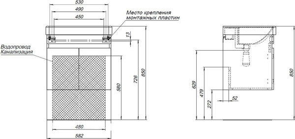 Изображение товара Тумба под умывальник Aquanet Оптима 60 / 344791 (дуб рустикальный/белый сатин)