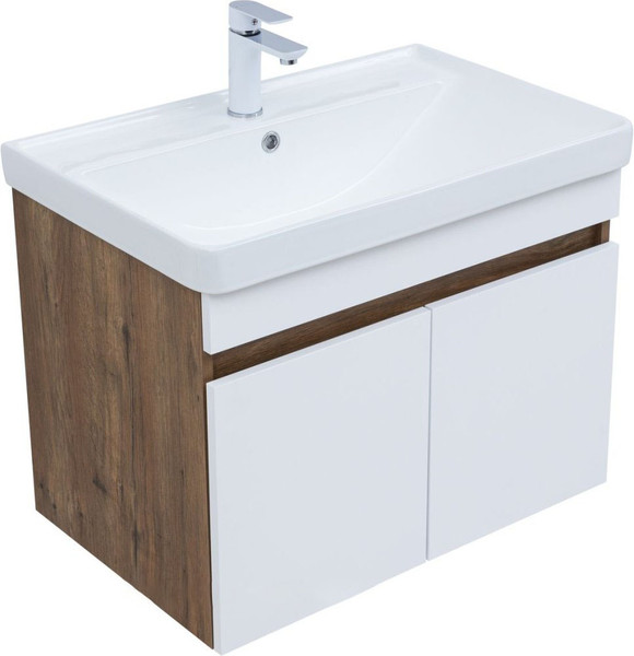 Изображение товара Тумба под умывальник Aquanet Оптима 60 / 344791 (дуб рустикальный/белый сатин)