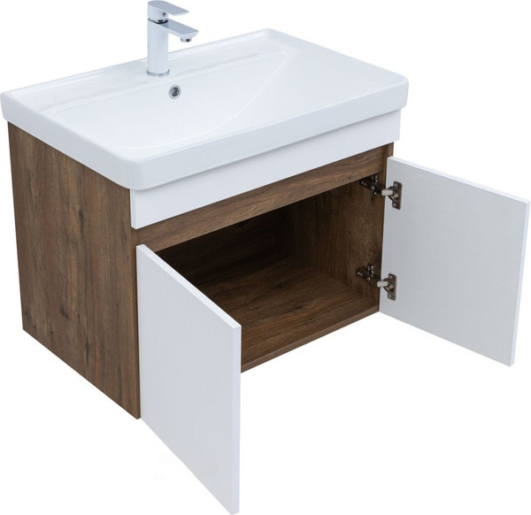 Изображение товара Тумба под умывальник Aquanet Оптима 60 / 344791 (дуб рустикальный/белый сатин)