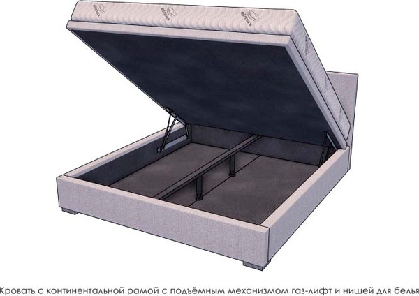 Изображение товара Двуспальная кровать Elmax Альба 120x200 с ПМ Газ-лифт Континентальная рама (Glory 16)