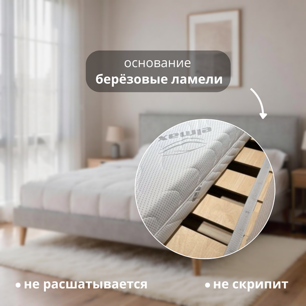 Изображение товара Двуспальная кровать Elmax Латина 160x200 (Glory 17, светло-серый)