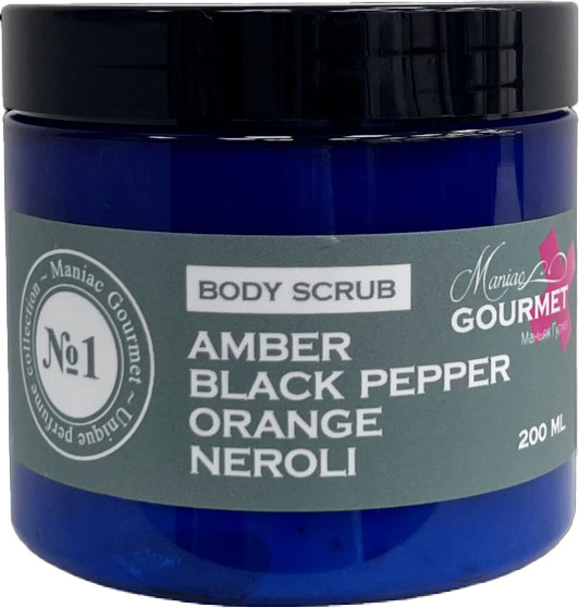 Изображение товара Скраб для тела Maniac Gourmet Парфюмированный №1 Амбра, черный перец, апельсин, нероли (200мл)