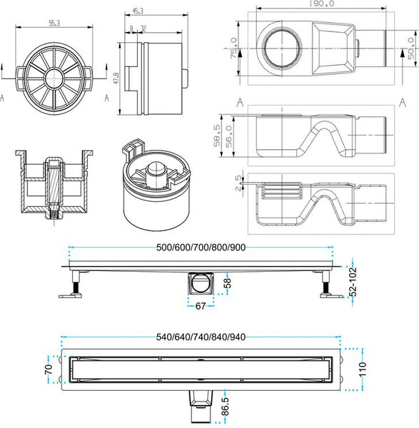 Изображение товара Трап для душа Aquabath AB010-SS-500