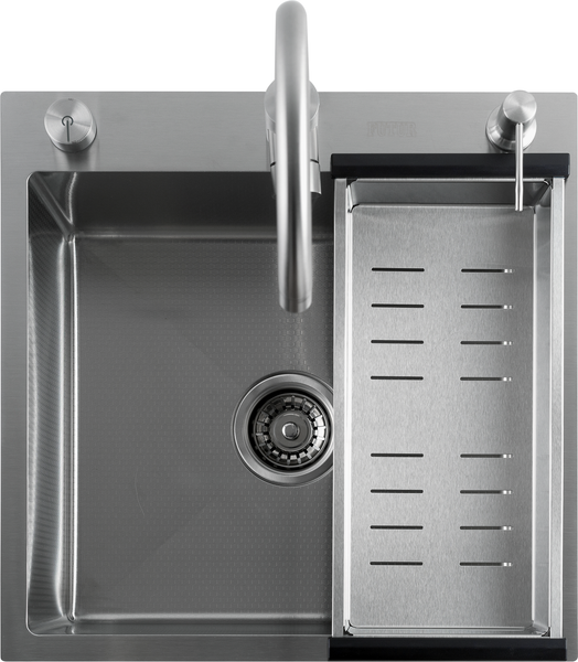 Изображение товара Мойка кухонная со смесителем Futur FK 5050 Eco Embossing Pop-up Mixer plus (сатин)