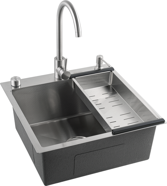 Изображение товара Мойка кухонная со смесителем Futur FK 5050 Eco Embossing Pop-up Mixer plus (сатин)