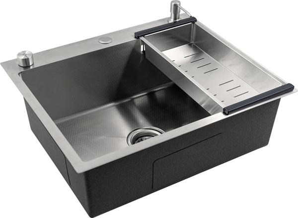 Изображение товара Мойка кухонная со смесителем Futur FK 5550 Eco Embossing Pop-up Mixer plus (сатин)