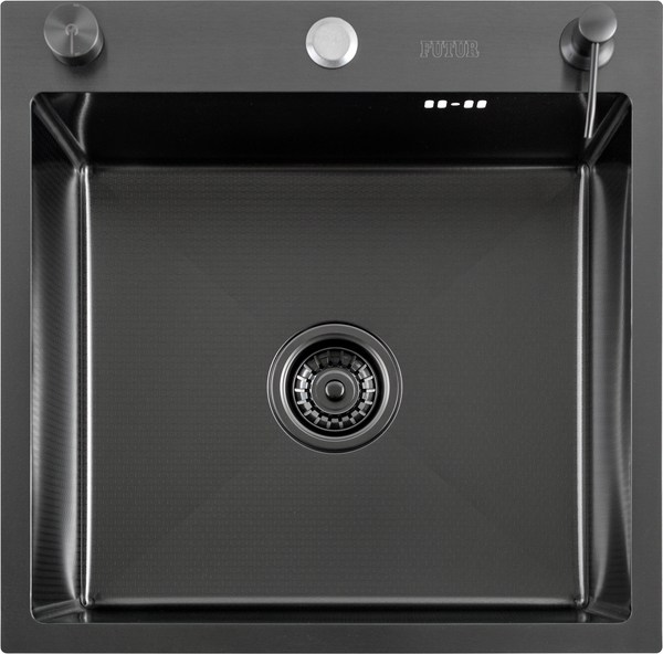 Изображение товара Мойка кухонная Futur FK 5050 Eco Embossing Pop-up Econom (черный нано)