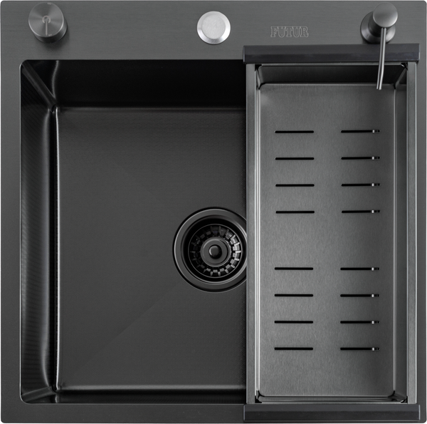 Изображение товара Мойка кухонная Futur FK 5050 Eco Embossing Pop-up Standart (черный нано)